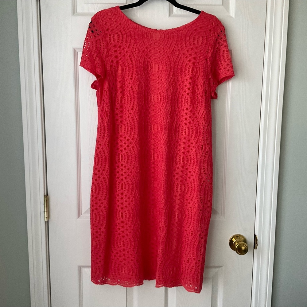 Chicos Lace Dress Knee Length Size 2 Color Orange